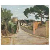 Alberto Salietti, Ancient Appian Way, oil on plywood