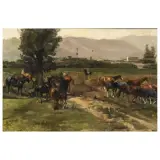 Eugenio Scorzelli, Landscape With Horses