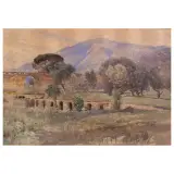 Onorato Carlandi, a) VILLA ADRIANA, watercolour on paper