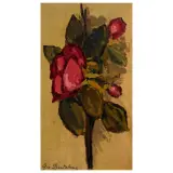 Giovanni Bartolena, Red Rose, oil on cardboard