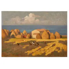 Alberto Zardo, Landscape With Farmhouse And Haystacks