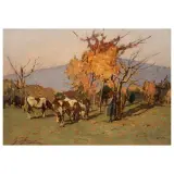 Giovanni Lomi, Pasture At Pollone, oil on plywood