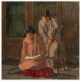 Giovanni Lomi, The Reading, oil on panel