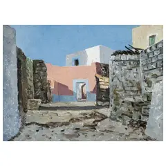 Giovanni Colacicchi, Ischia, oil on canvas board