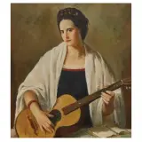 Mario Bucci, Guitar Player, oil on canvas