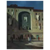 Renato Natali, Old Town Livorno, oil on masonite