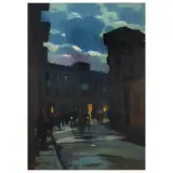 Renato Natali, Livorno Nocturne, oil on plywood