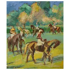 Gino DeFinetti, Horses In Training, oil on masonite