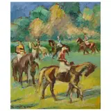 Gino DeFinetti, Horses In Training, oil on masonite