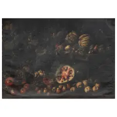Simone del Tintore, Still Life With Fruits And Pumpkins, oil on canvas