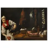 Andrea Commodi, Young Woman In The Kitchen, oil on canvas