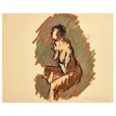 Ennio Morlotti, Nude, mixed media on yellow paper