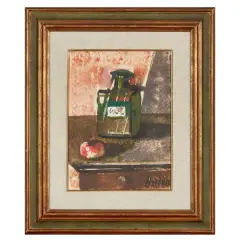 Gastone Breddo, Still life with green bottle
