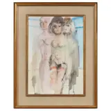 Bruno Cassinari, Figures 1968, mixed media on paper