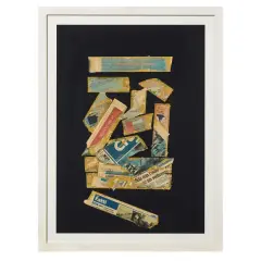 Untitled by Giuseppe Chiari, collage on black cardboard, offered Dec 2025