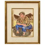 Giuseppe Migneco, Farmer, mixed media on paper