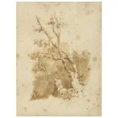 Salvator Rosa, Studies Of Trees With Figures, pen