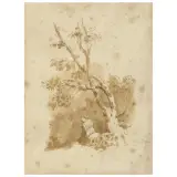 Salvator Rosa, Studies Of Trees With Figures, pen