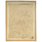 Carlo Garofalo, Cronus Devours His Children, black chalk