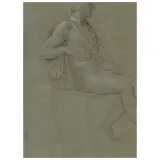 Andrea Appiani, Seated Man, black and white chalk on pale blue paper