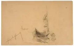 Boatman by Angiolo Tommasi, black chalk, offered Nov 2025