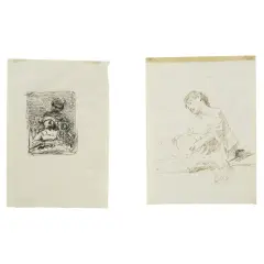 Domenico Morelli, a) TWO FEMALE FIGURE, black chalk