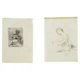 Domenico Morelli, a) TWO FEMALE FIGURE, black chalk