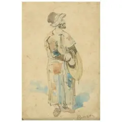 Odoardo Borrani, Studies Of Figures, series of three drawings
