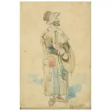 Odoardo Borrani, Studies Of Figures, series of three drawings