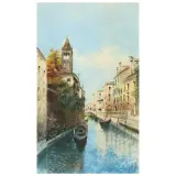 Giuseppe Bertini, Venice Canal, watercolours