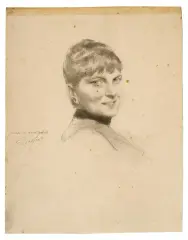 Amos Cassioli, Portrait Of A Young Lady, black chalk
