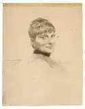 Amos Cassioli, Portrait Of A Young Lady, black chalk