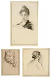 Telemaco Signorini, Study Of Portraits, series of three drawings