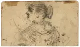 Emilio Gola, Female Figure In Profile, black chalk