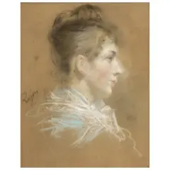 Paul Adolphe Rajon, Female Profile, pastels