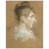 Paul Adolphe Rajon, Female Profile, pastels