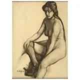 Llewelyn Lloyd, Female Nude, charcoal