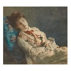 Edoardo Tofano, The Rest, watercolours