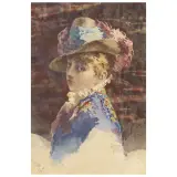 Eleuterio Pagliano, Female Portrait, watercolours