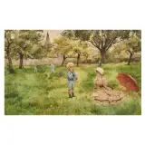 Roger Jourdain, Croquet Players, watercolours