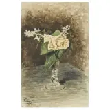 Telemaco Signorini, Vase With A Rose, watercolours