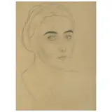 Giovanni Costetti, Female Portrait, black chalk