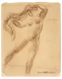 Giovanni Costetti, Study Of A Female Figure, pen