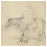 Giuseppe Raggio, Cowboy On Horseback, black chalk