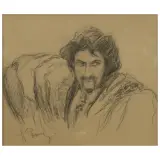 Il'ja Efimovič Repin, Male Portrait, black chalk