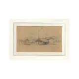 Emilio Mazzoni Zarini, Forte Dei Marmi, black chalk and pastels