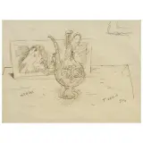 Moses Levy, Arabic Perfume Jar, pen and brown ink