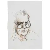 Silvano Campeggi, Portrait Of Federico Fellini, black and red chalk