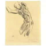 Georg Kolbe, Study Of A Male Figure, lithography