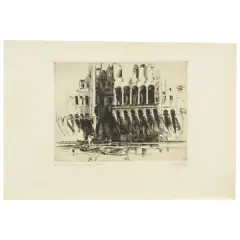 Alonzo C. Webb, Arcades On The Arno, etching and drypoint
